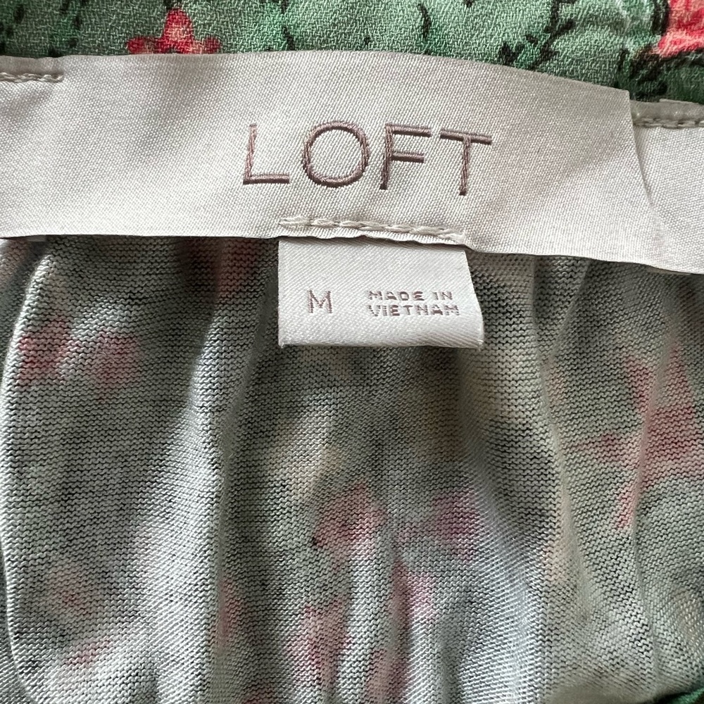 LOFT Green Blouse with Mandarin Collar and Long Sleeves - Picture 2 of 6